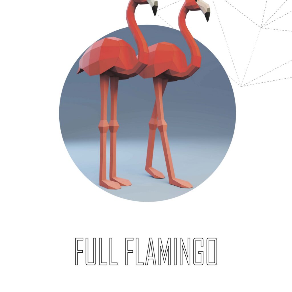 Papercraft multiple flamingos in 3D origami