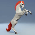 Papercraft of rearing horse in origami