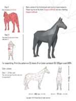 Papercraft cavallo in piedi in origami 3D