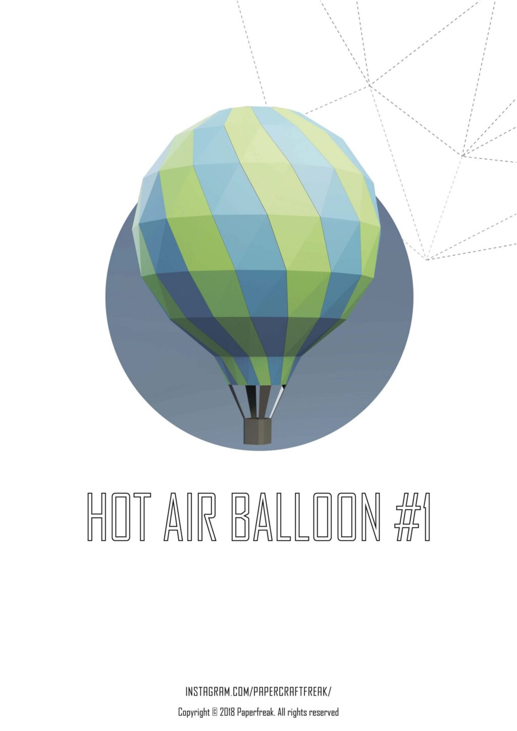 3D-Origami-Papercraft Heißluftballon