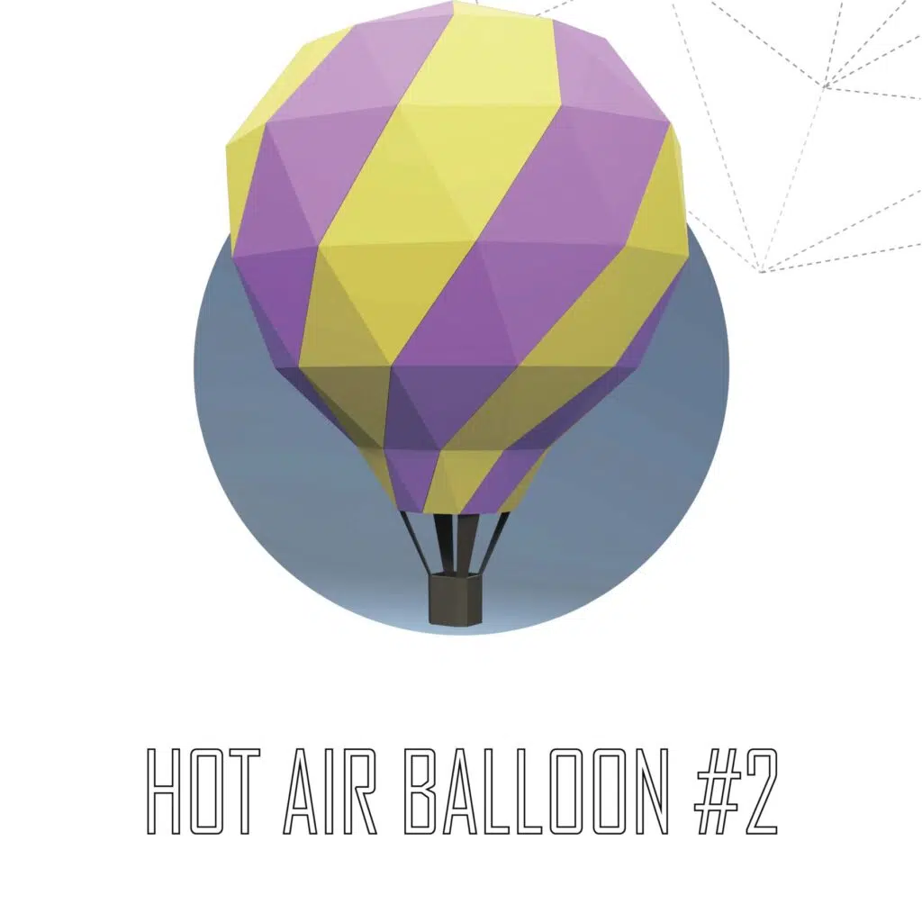 Papercraft of hot air balloon in 3D origami