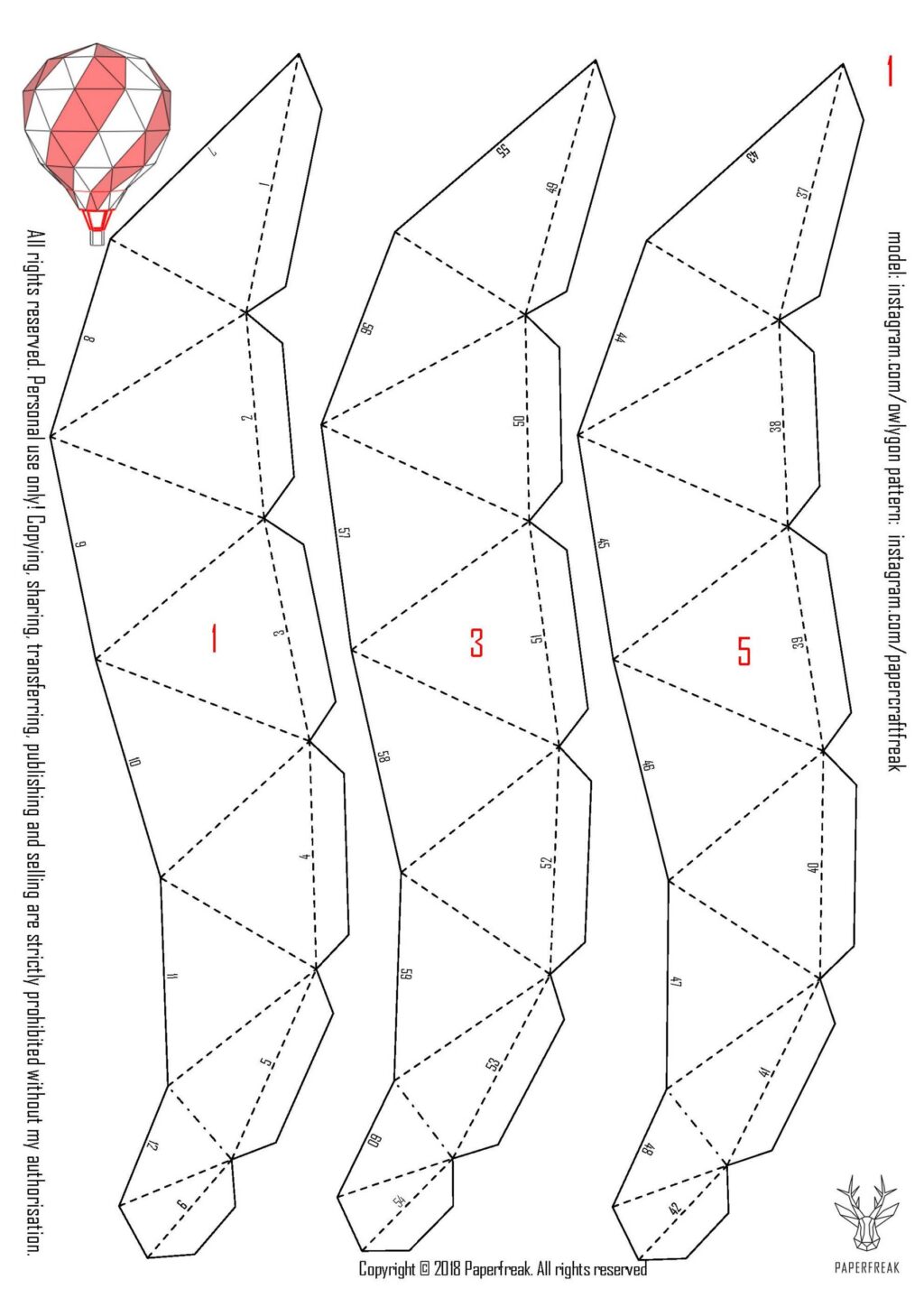 Papercraft de globo aerostático en origami 3D