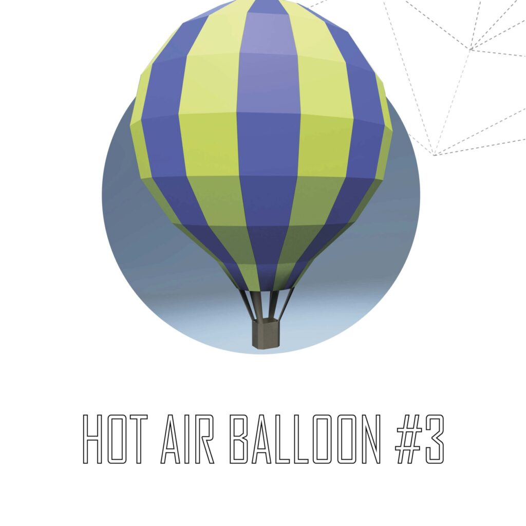 Papercraft of hot air balloon in 3D origami