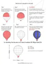 Papercraft of hot air balloon in 3D origami