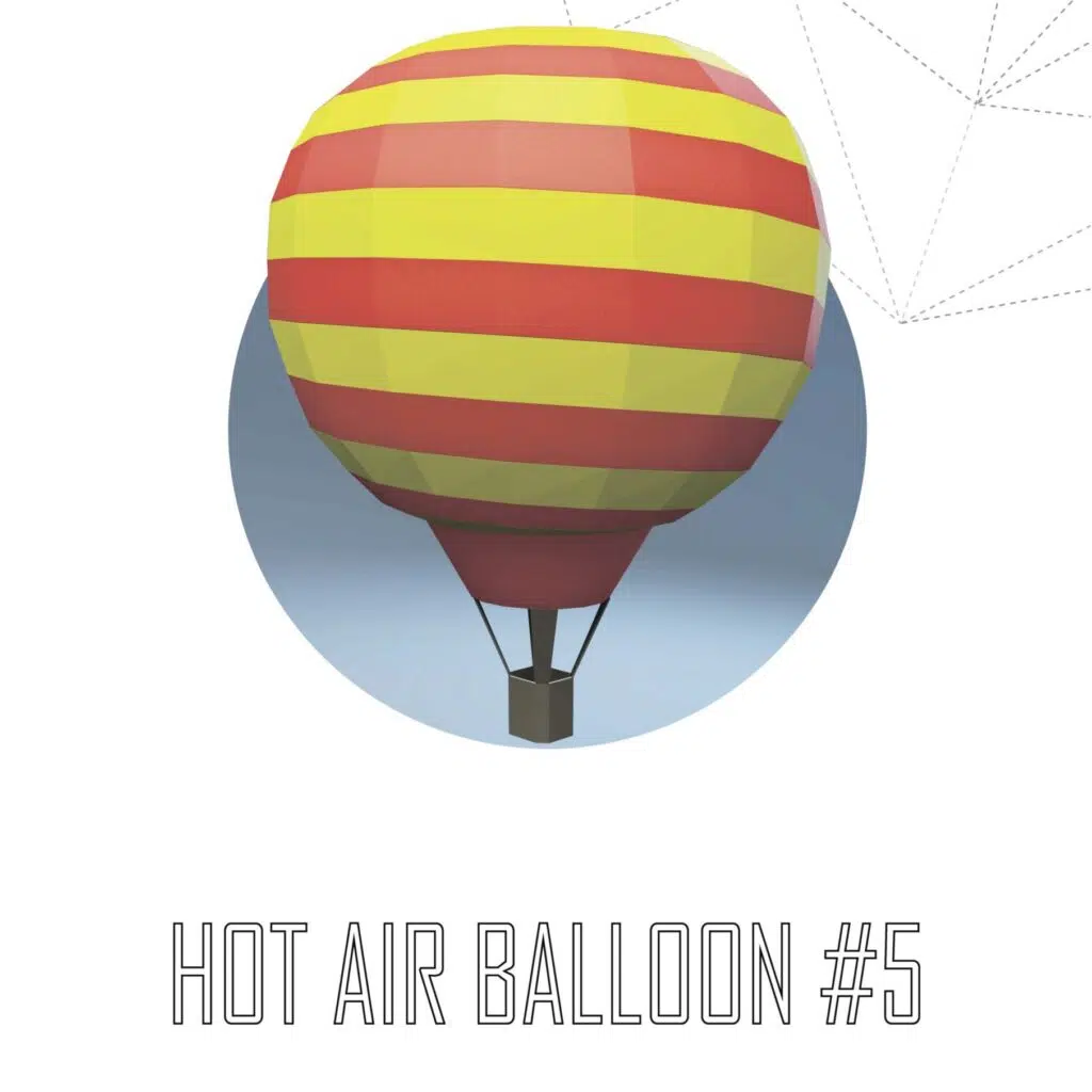 Red and Yellow Origami Hot Air Balloon Papercraft