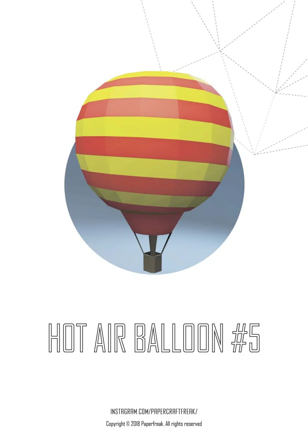 Set papercraft luchtballonnen in 3D origami, weergave 3