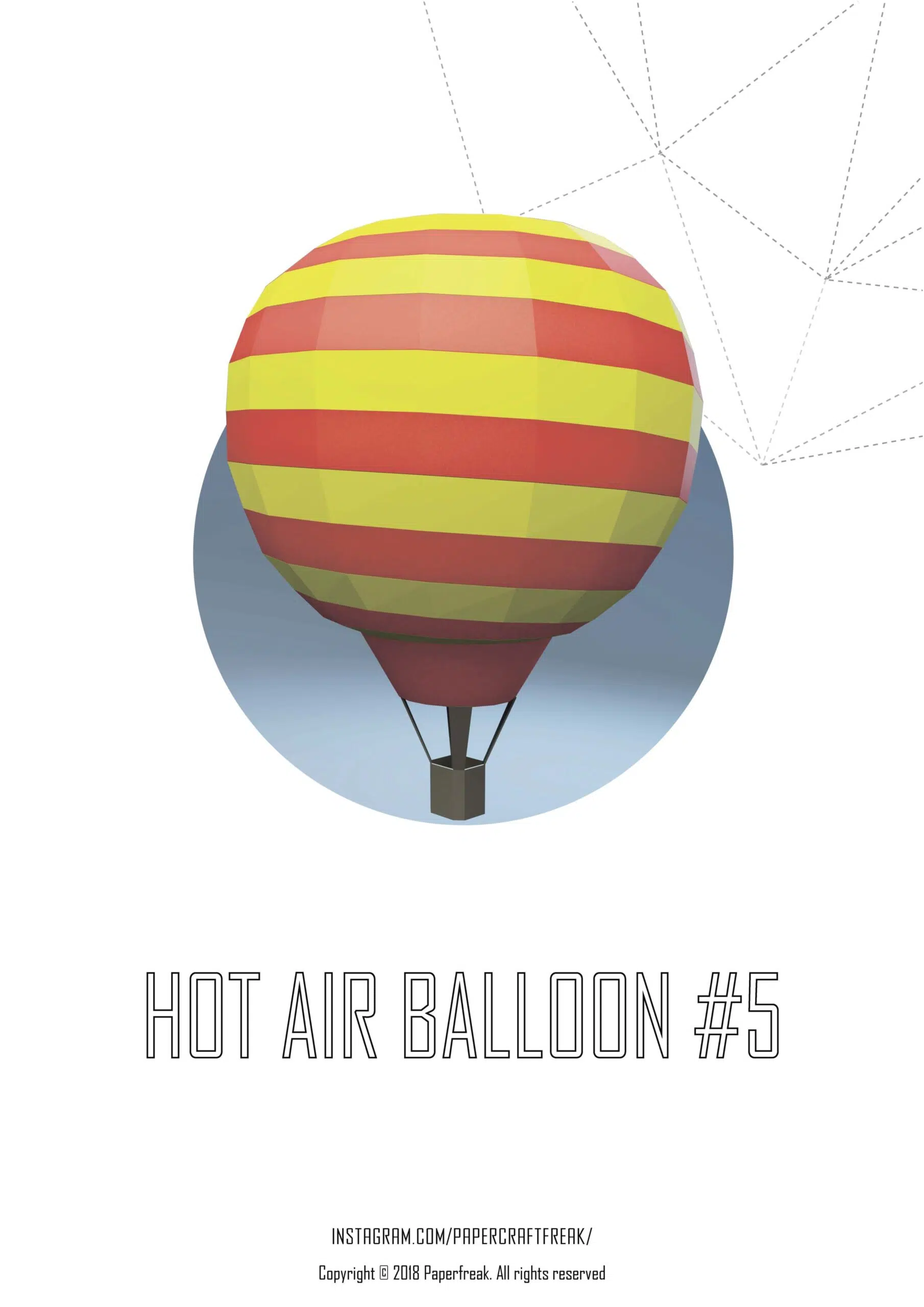 Set papercraft luchtballonnen in 3D origami, weergave 3