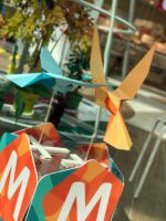 Papercraft of flying birds in 3D origami