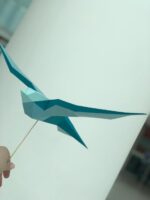 Papercraft of flying birds in 3D origami