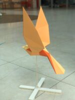 Papercraft of flying birds in 3D origami