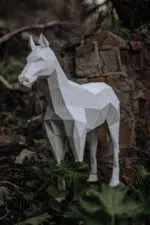 Papercraft stehendes Pferd im 3D-Origami, 3D-Modell, Ansicht 3