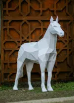 Papercraft stehendes Pferd im 3D-Origami, Ansicht 2, Ansicht 2