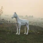 Papercraft stehendes Pferd im 3D-Origami, 3D-Modell, Ansicht 2