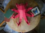 Grote octopus muurdecoratie in origami 3D, weergave 3