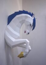 Papercraft unicorn in 3D origami