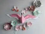 Flamingo muurdecoratie met uitgespreide vleugels in origami, weergave 5