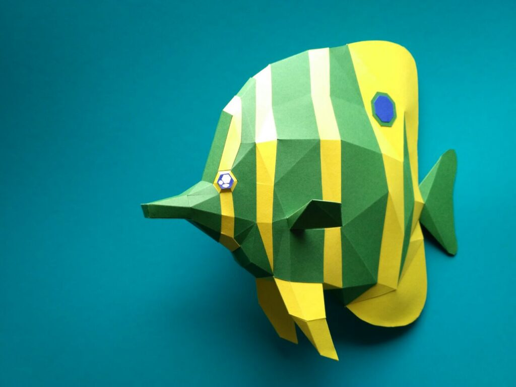 Papercraft pesce farfalla in origami 3D