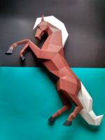 Papercraft of rearing horse in origami