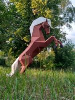 Papercraft of rearing horse in origami