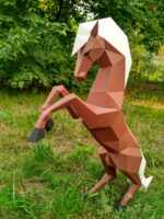 Papercraft of rearing horse in origami