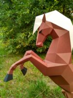 Papercraft of rearing horse in origami