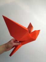 Papercraft of flying birds in 3D origami