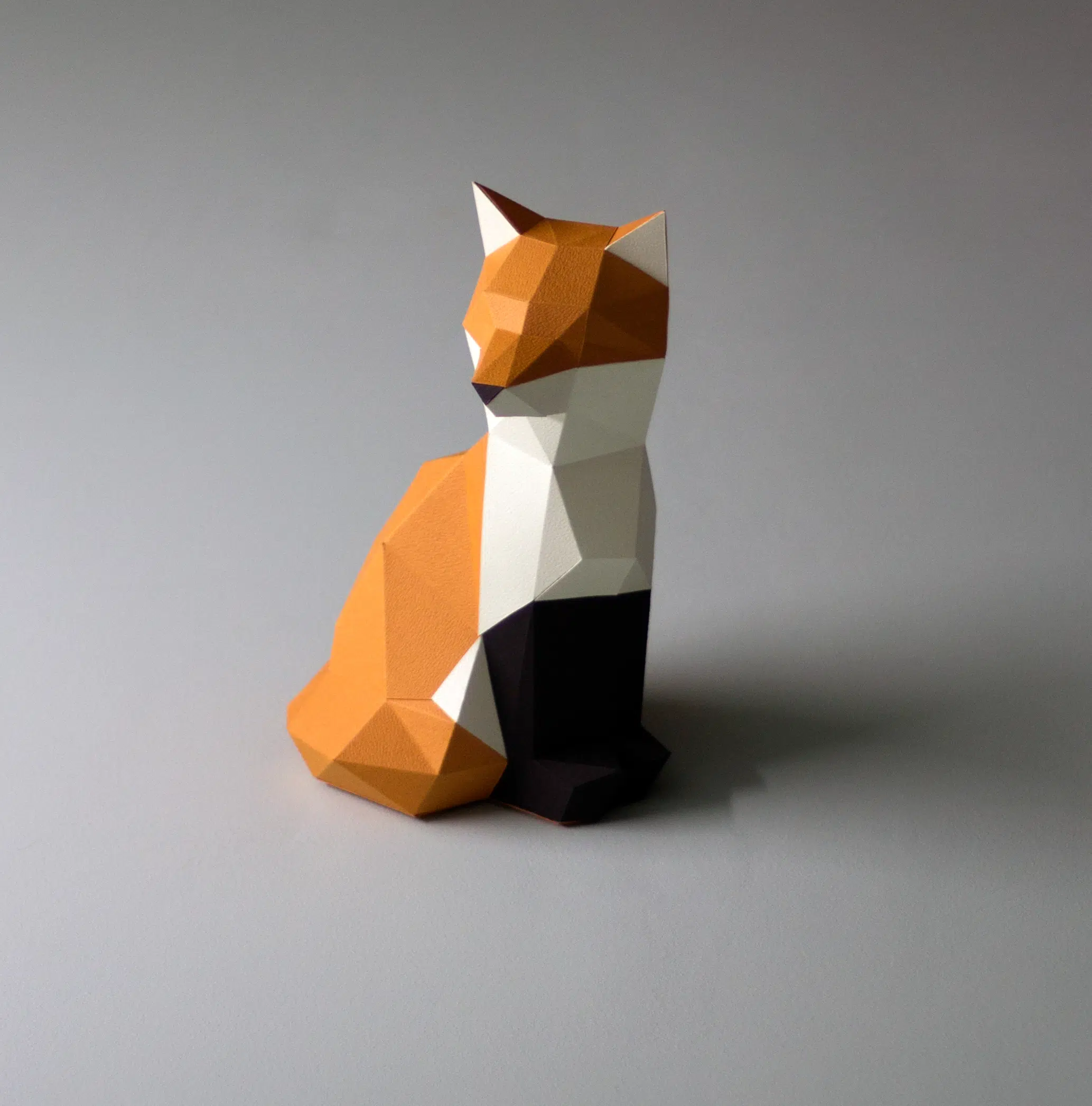 Papercraft Little Fox in Origami, back view