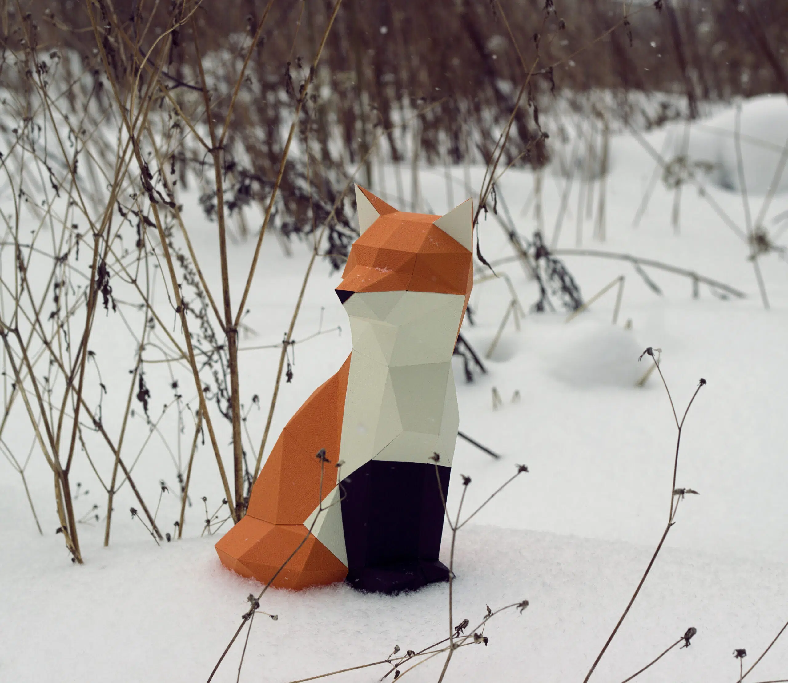 Papercraft Little Fox in Origami, 3D model