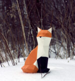 Papercraft of small fox in origami