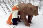 Papercraft of small fox in origami