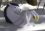 Papercraft licorne murale à crinière bleue en origami 3D