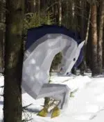 Papercraft licorne murale à crinière bleue en origami 3D