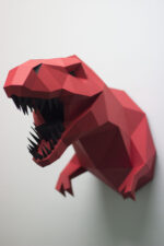 Papercraft T-Rex dinosaur head in 3D origami