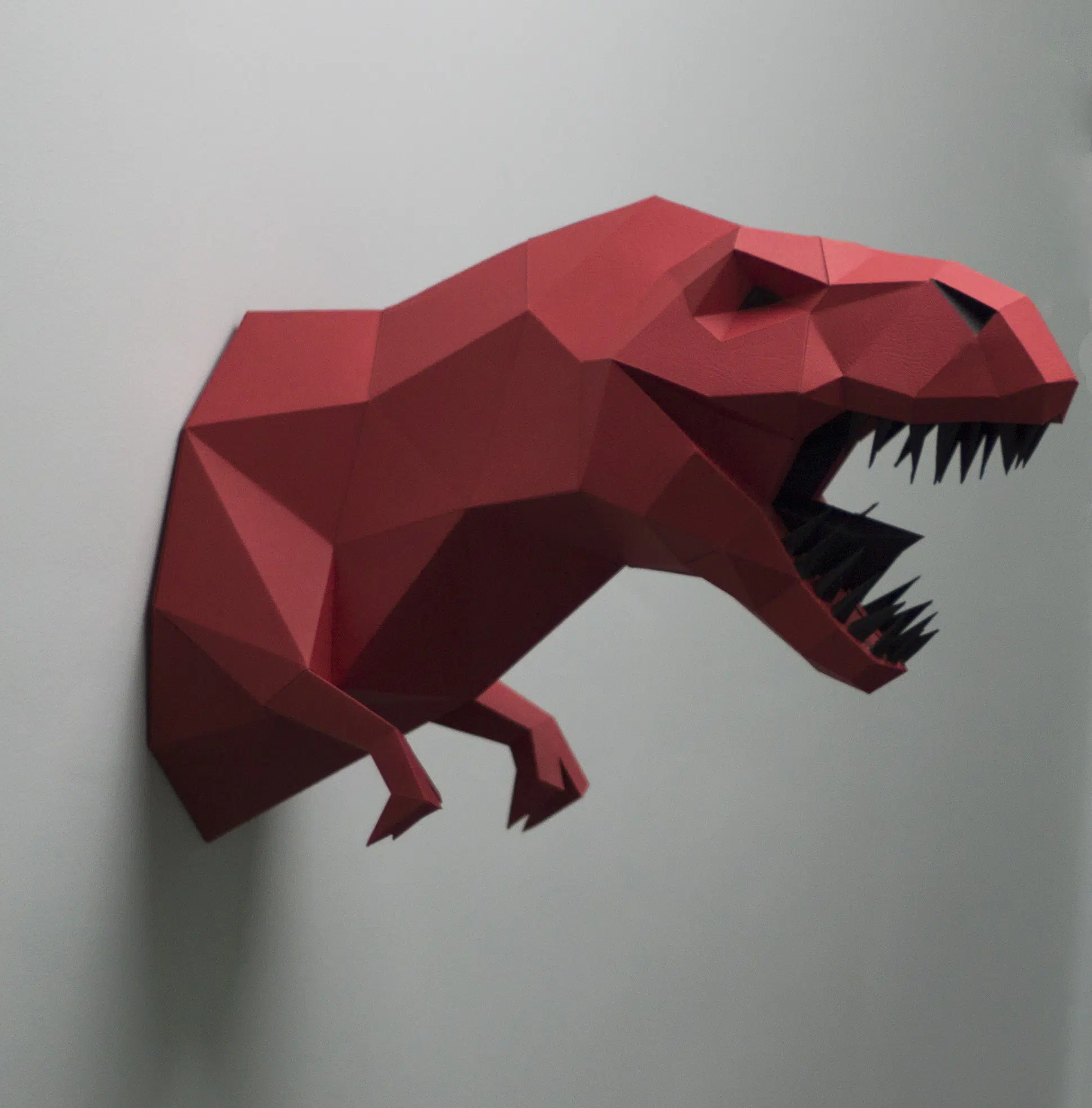 Papercraft cabeça de dinossauro T‑Rex Tyrannosaurus em origami 3D de papel – vista 2