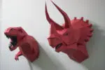Papercraft cabeça de dinossauro T‑Rex Tyrannosaurus em origami 3D de papel