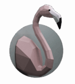 Papercraft flamingo wall with wings in 3D origami