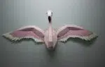 Flamingo muurdecoratie met uitgespreide vleugels in origami, weergave 12