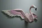Flamingo muurdecoratie met uitgespreide vleugels in origami, weergave 13