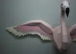 Flamingo muurdecoratie met uitgespreide vleugels in origami, weergave 16
