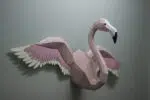 Flamingo muurdecoratie met uitgespreide vleugels in origami, weergave 17