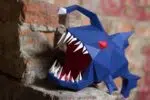 Papercraft of anglerfish in 3D origami