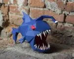Papercraft of anglerfish in 3D origami