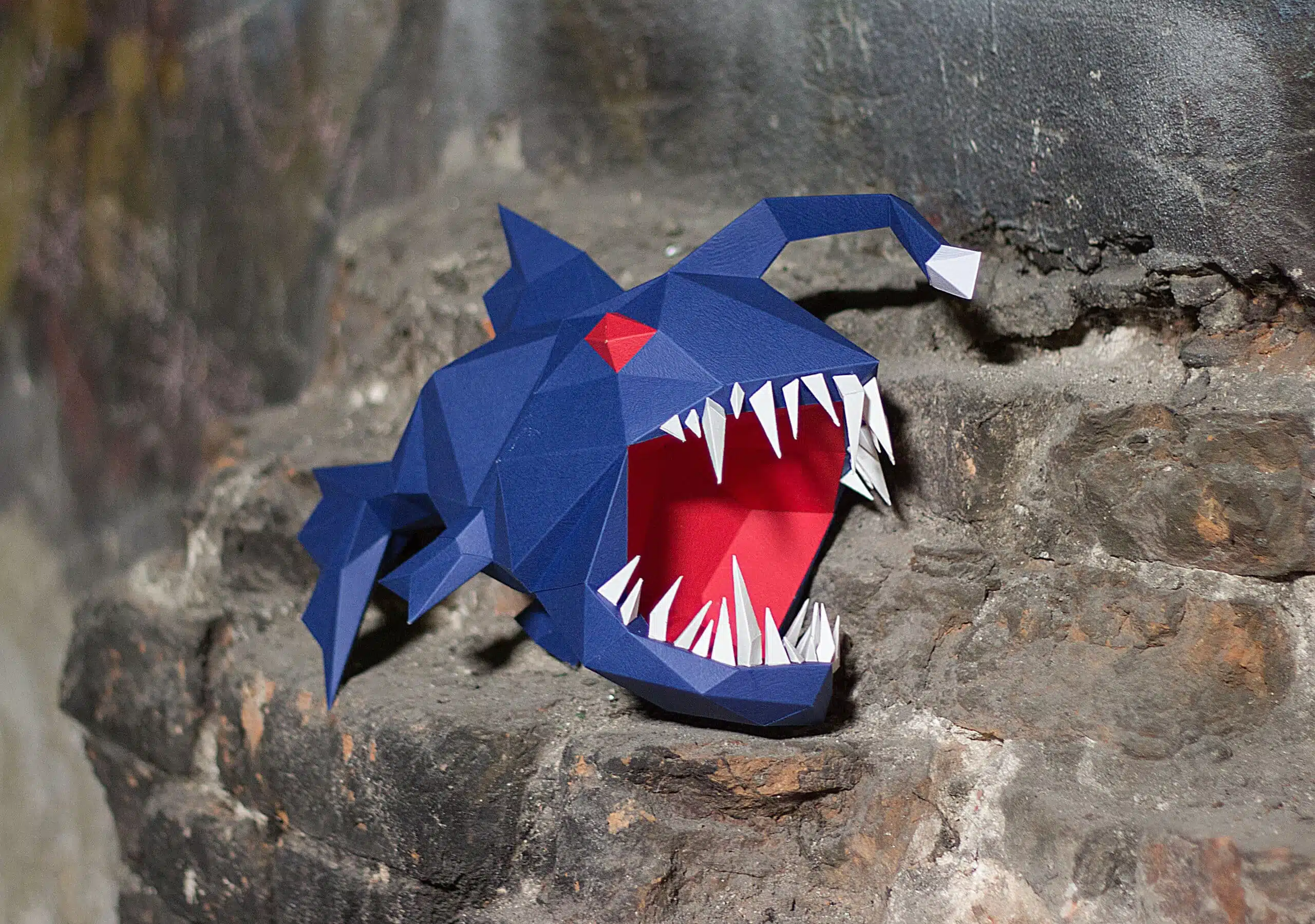 Origami 3D-Papercraft van lantaarnvis, weergave 14