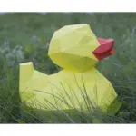 Origami 3D eend in papier, weergave 3