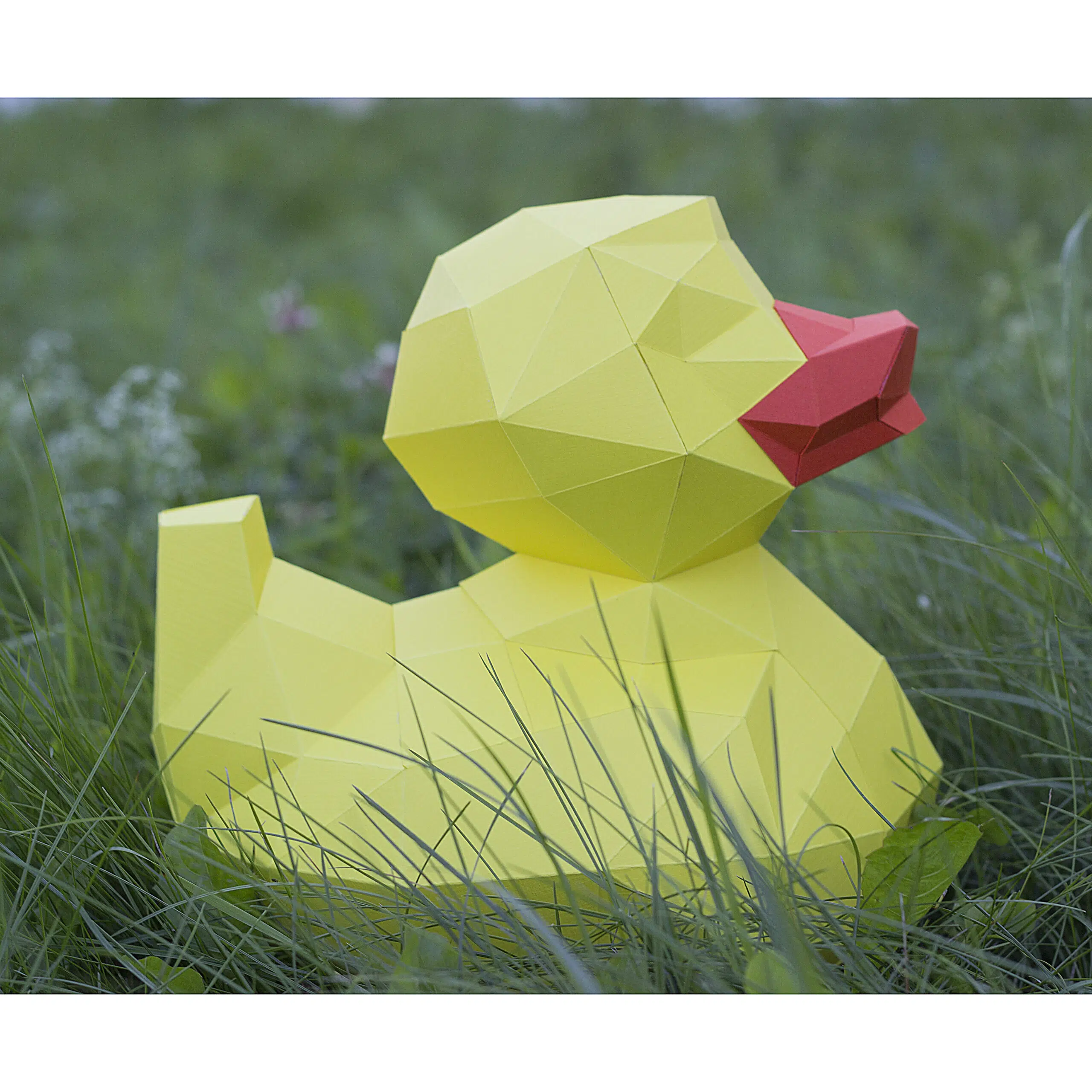 Origami 3D eend in papier, weergave 3