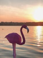 Papercraft mehrere Flamingos in 3D-Origami
