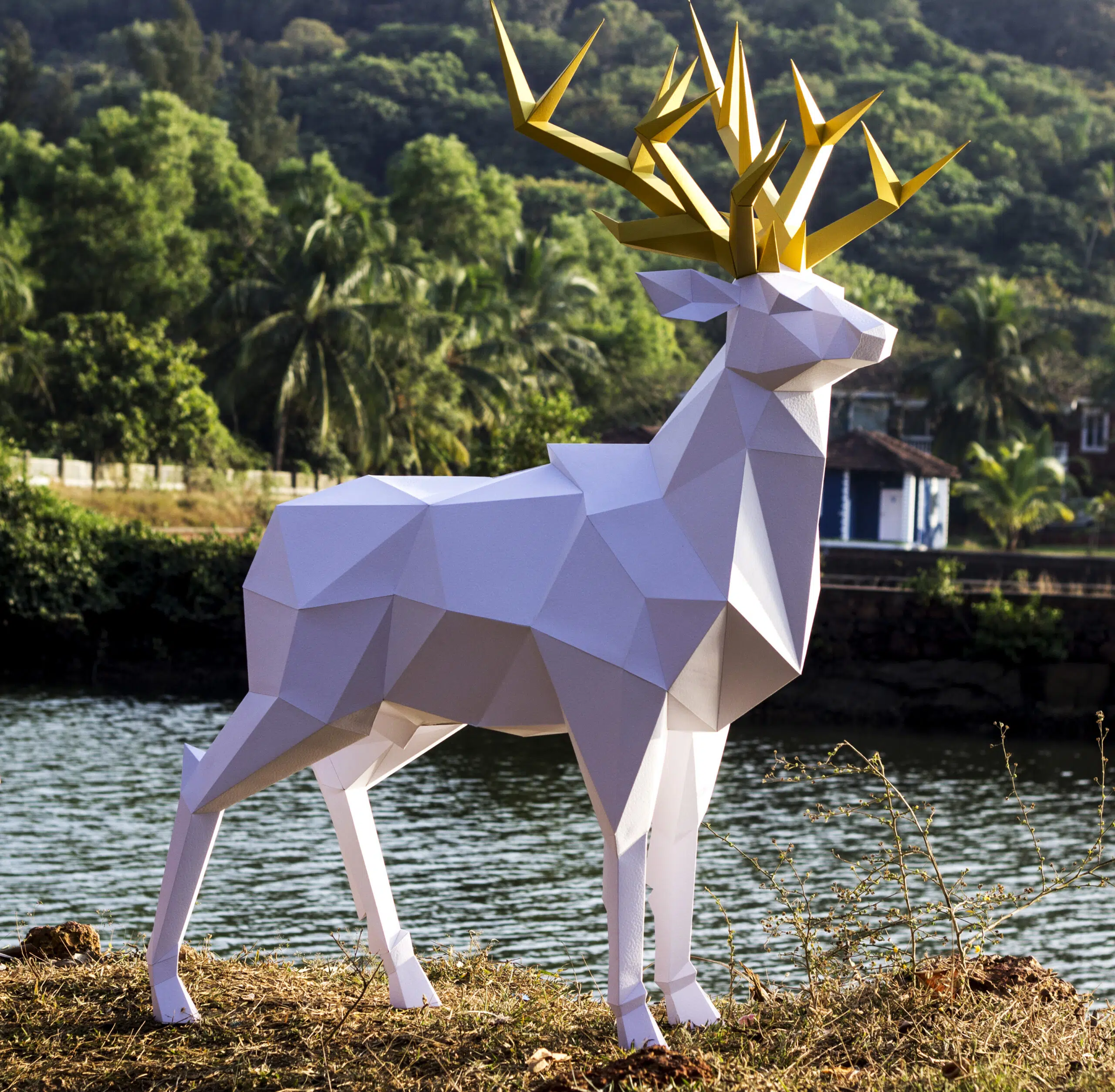 Origami 3D hert in papier, weergave 5
