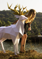Papercraft of royal deer in origami