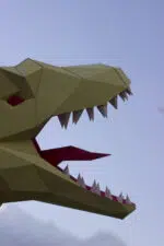 Papercraft cabeza de raptor Jurassic Park en origami