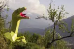 Papercraft cabeza de raptor Jurassic Park en origami